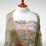 net with Pure velvet applique embroidered dress 1
